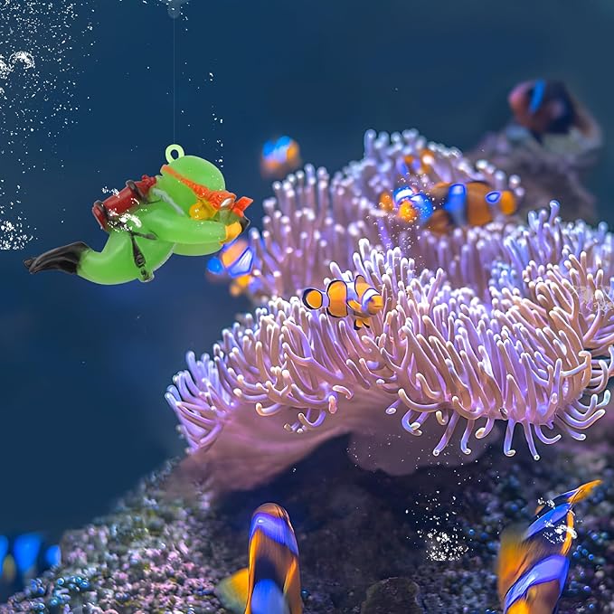 onesimcr Floating Fish Tank Decorations, Aquarium Decorations, Lovely Diver Fish Tank Decorations, Floating Device Fish Tank Accessories，Suitable for All Kinds of Fish Tanks(Light Green)…
