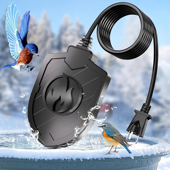 100W Bird Bath Heater, Birdbath Heaters for Outdoor Bird Bath Water Heater in Winter Submersible Thermostat Control, Heated Bird Bath Deicer for Outside Bird Chicken Poultry Livestock (Black)