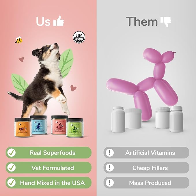 kin+kind Dog Supplement Powder - Supplement for Dogs & Cats for Healthy Immunity - Bladder Support - Natural Formula with Organic Cranberry, Blueberry and Coconut - Made in USA - 8 oz (Large)