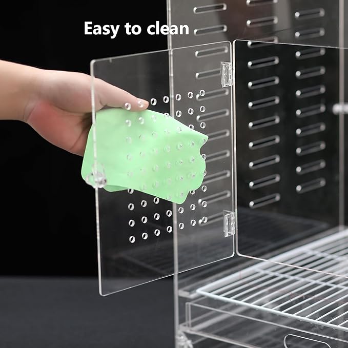 Clear Acrylic Bird Cage for Small Birds, Transparent Display Habitat for Finch, Canary, Parakeet - Easy to Clean & Assemble (14x15x20in)