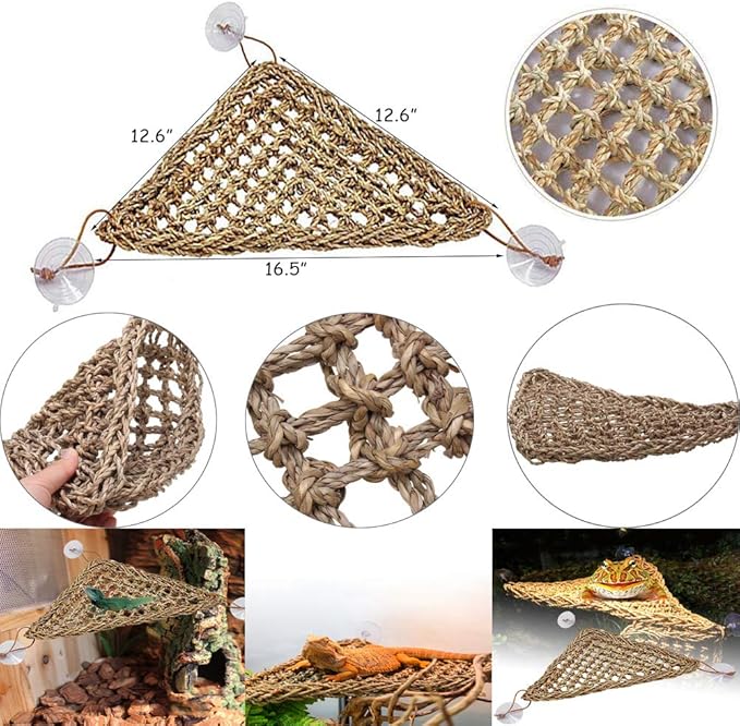 Hamiledyi Bearded Dragon Tank Accessories Lizard Hammock Climbing Jungle Vines Adjustable Leash Bat Wings Flexible Reptile Leaves with Suction Cups Reptile Habitat Decor for Gecko,Snakes,Chameleon