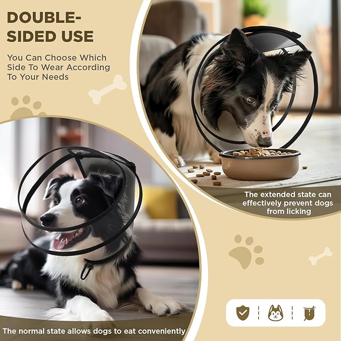 Dog Cone Collar for After Surgery,Transparent Dog Cones Alternative for Small Large Medium Size Dogs,Adjustable Depth Pet Recovery Collars,Elizabethan Collar for Dogs Stop Licking Wound(XL)