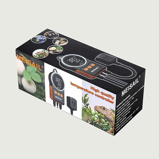 Temperature Controller, for Aquaculture or Plant Seedling, Pet Temperature Controller, Reptile Thermostat, with Overheat Protection and Dualensor Smart Protection