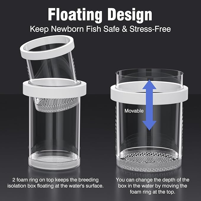 Floating Breeder Box for Fish Tank – Aquarium Isolation Separator Hatchery Incubator for Guppy, Betta, Clownfish, Coral, Baby & Injured Fish