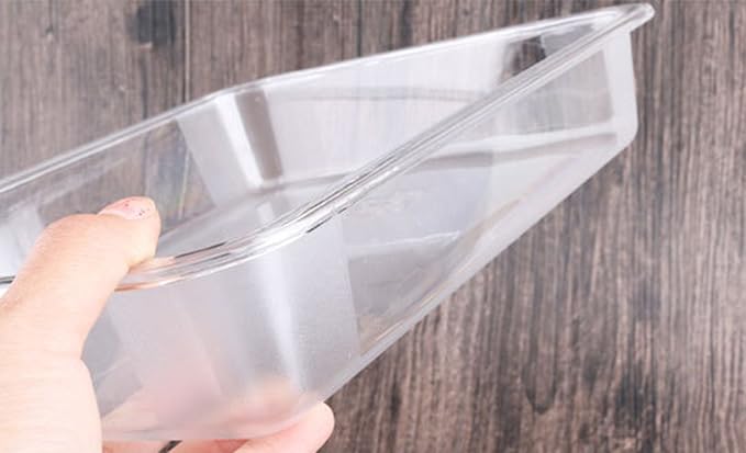 OMEM Reptile Drinking Tray - Large Water Dish Plastics Plate for Turtles, Small Reptiles, Ball Pythons, Lizards, and Snake Cages Bowl (M=30.5x24x5cm, White)