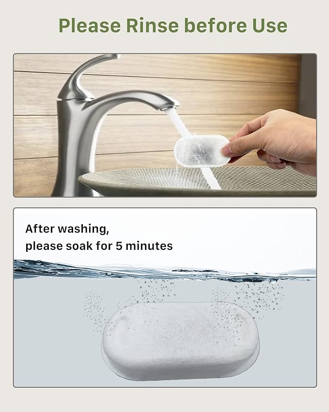 GIOTOHUN 16 Cat Water Fountain Filters, 8 Pieces Filters + 8 Pieces Foam Filters for Cat Fountains, Filtering Hair (Sponge), Triple Filtering (Filter), Suitable for GIOTOHUN Cat Fountain, White