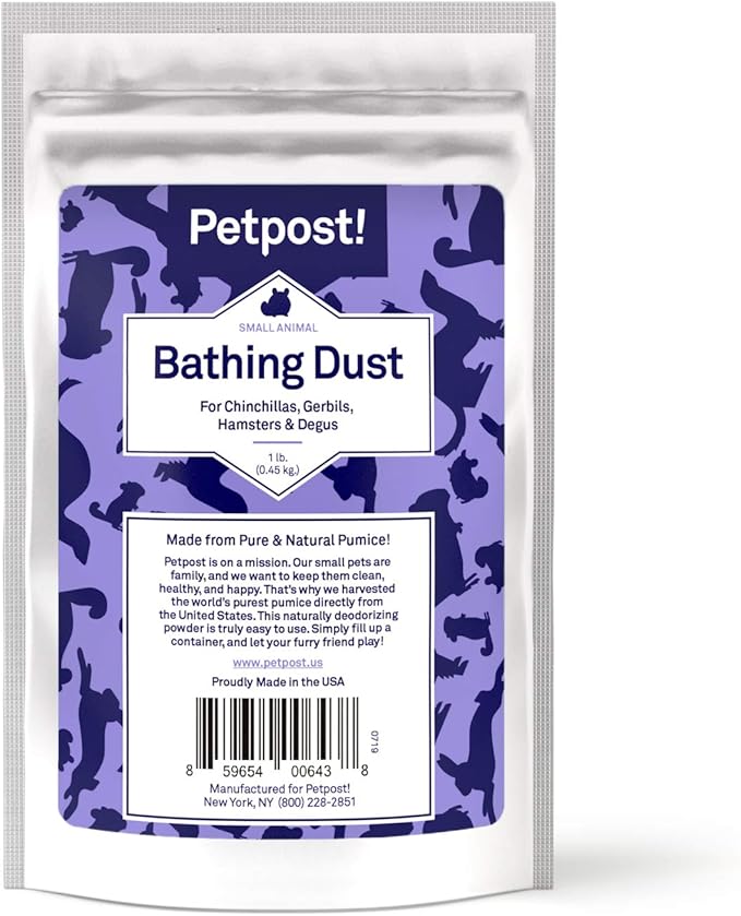 Petpost | Chinchilla Bath Dust for Small Animals - Natural, Pure Cleansing Pumice Sand for Cleaning Degus, Hamsters, & Gerbil 2.5 lb.