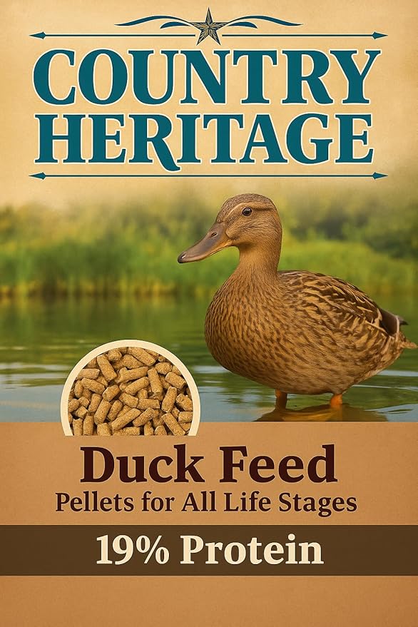 Country Heritage Duck Feed – Pellets for All Life Stages (19% Protein with Prebiotics & Probiotics) (5 Pounds)