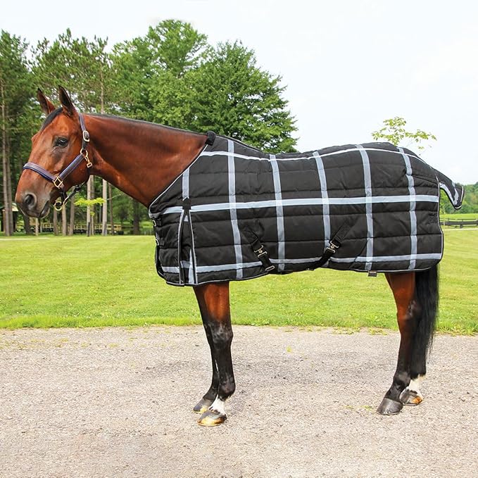 Country Pride Highland 1200D Lightweight Stable Blanket (82, BlackPlaid)