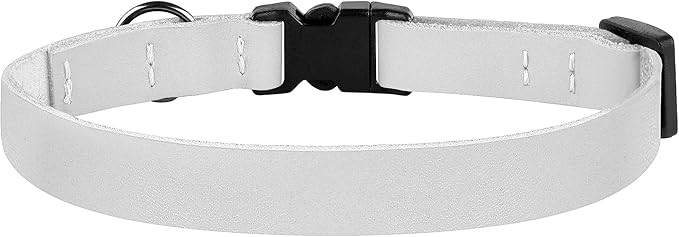 Breakaway Cat Collar with Bell - Leather Adjustable Kitten Collars with Safety Quick Release Buckle - Soft Small Pet Collars for Girl & Boy Cats (White)