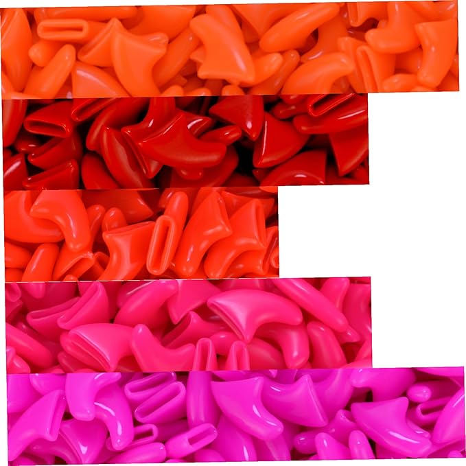 zetpo 100 pcs Cat Nail Caps | Cat Claw Covers | with Adhesives and Applicators (M, Orange, Red, Neon Red, Bright Pink, Rose)