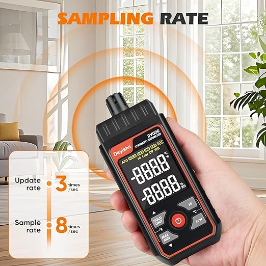 Industry Temperature Humidity Meter High Precision and High Rate Digital Hygrometer with Ambient, Relative Humidity, Dew Point, Wet Bulb Thermometer, Min/Max Hold ±1.5°C/±3°F and ±5% RH