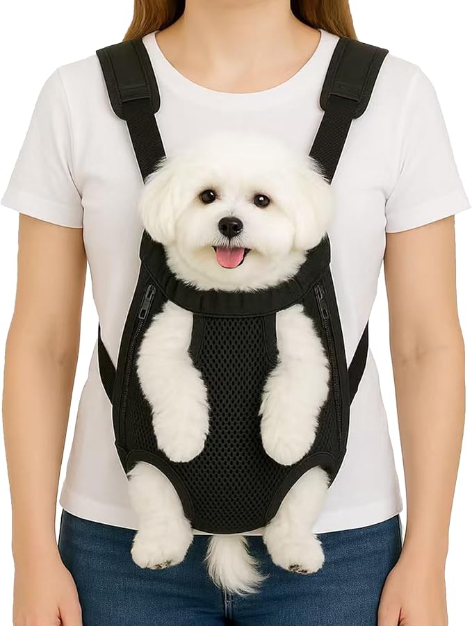 Dog Backpack Carrier, Adjustable Pet Front Carriers, Legs Out Carrying Sling Travel Bag for Small Medium Dogs 10-16 Lbs, Soft Wearable Puppy Chest Carry Backpacks for Walking/Hiking/Camping/Traveling