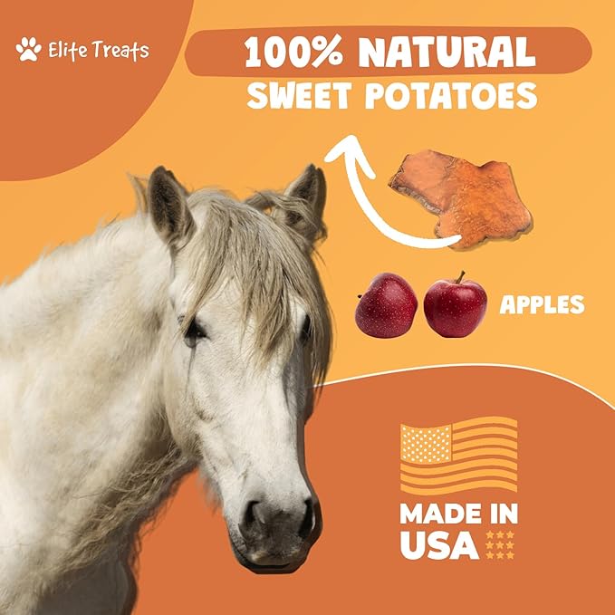 Horse Treats - Sweet Potato & Apple 16 oz. | All Natural, Dehydrated Treat | Made in The USA for Horses, Ponies, Donkeys | Made with Real Sweet Potato Slices and Apple Concentrate -16 oz