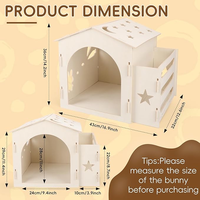 Extra Large Rabbit House & Rabbit Hay Feeder, Indoor Bunny Castle with Feeder, Small Animal Houses & Habitats and Guinea Pig Hay Feeder
