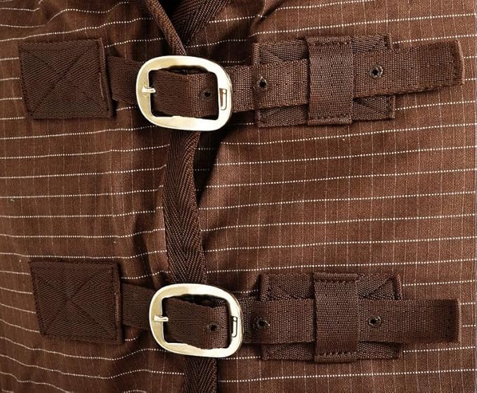 Jeffers Equine Basic Canvas Horse Blanket, 66" – Water Resistant Turnout Blanket for Horses, Pony, Draft – Breathable, Adjustable Straps, Tail Flap, Shoulder Gussets, Barn Gear - Green Tan Check