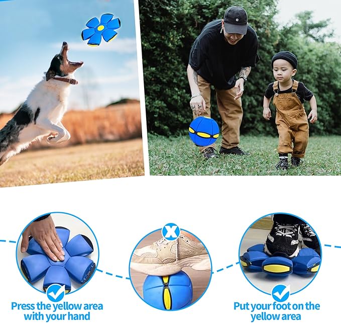 Dog Flying Disc, Pet Toy Flying Saucer Ball with 3 Light, Outdoor Games Green+Pink 2PCS