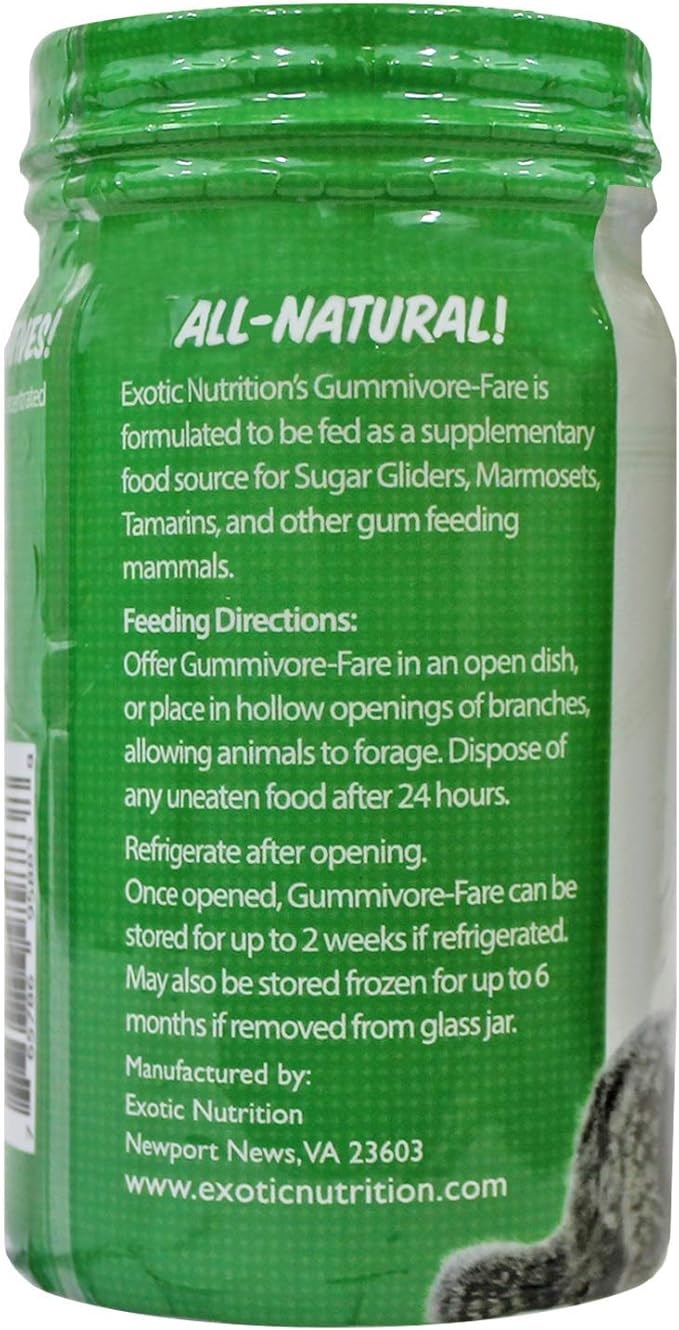 Gummivore-Fare Combo (Original + Fruit) - Healthy All Natural Native Food Treat Sugar Gliders, Marmosets, Tamarins, and other Gum-Feeding Mammals - 8 oz. Jar - Acacia Gum-Based Supplement