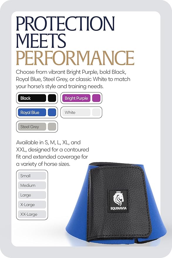 Equinavia Toki Bell Boots for Horses | Neoprene Overreach Boots - Royal Blue - M