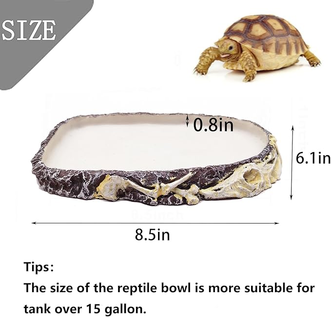 Tfwadmx Reptile Water Bowl, Reptile Feeding Dish, Bearded Dragon Water Dish, Turtle Feeding Bowl for Tortoises, Snakes, Lizards, Geckos, Chameleons