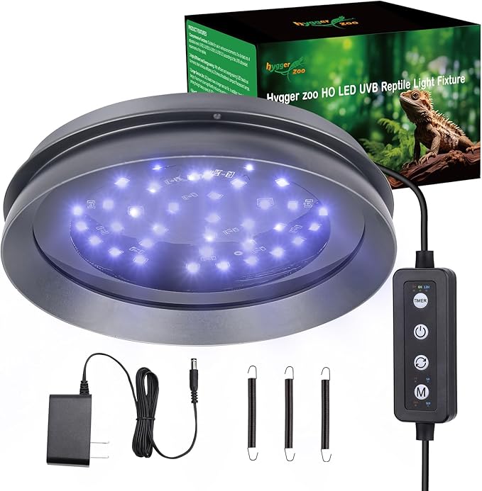 UVB Light for Reptiles with Dimming UVA UVB Reptile Light Fixture with Timer LED UVB Bulb for Bearded Dragon Gecko Turtle Chameleon Lizard Snake Adjustable Brightness Reptile Tank Accessories 8W Grey