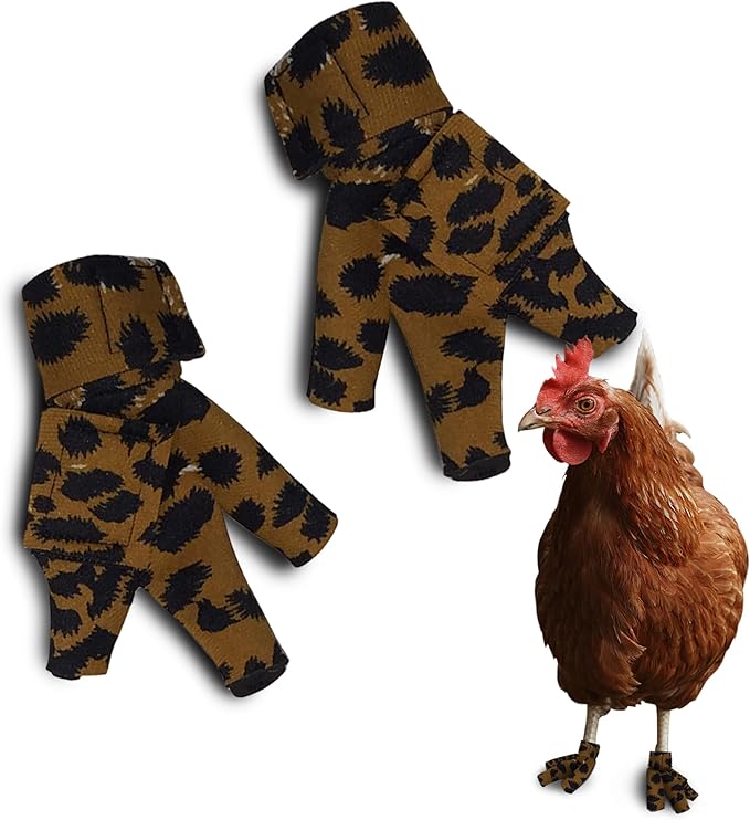 Chicken Shoes for Injured Feet – Protective Neoprene Footwear for Chicken, Open-Toe Design for Bumblefoot Relief, Made in USA - Standard, 3" Max. Inside Width, Leopard