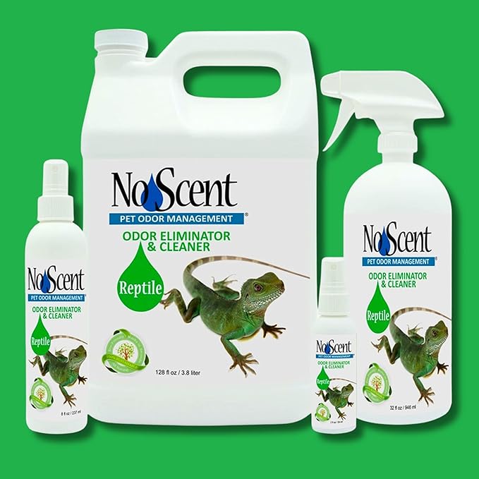 No Scent Reptile Tank Cleaner Spray & Pet Odor Management for Bearded Dragon, Turtle, Lizard Terrarium Freshener (32 Fl Oz / 946 mL)