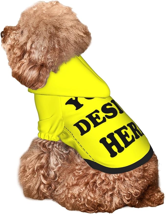 Personalized Chihuahua Dog Hoodie, Custom Pet Warm Sweatshirt Costume with Name Number Photo, Customize ID Clothes for Pupppy Kitten Dogs Cats, Yellow, XL