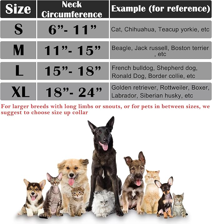 Katoggy Inflatable Cone Collar for Surgery, Soft Adjustable Blow Up Donut E-Collar for Small Medium Large Dogs and Cats