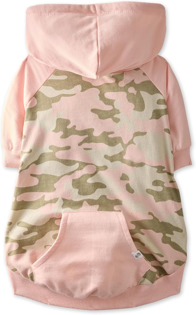 Rocky – The Orginal Lightweight Hooded TEE 100% Organic Cotton Dog Hoodie Pet Coat Sweater for Small, Medium, Large Dogs, Pink Half Camo, X-Large