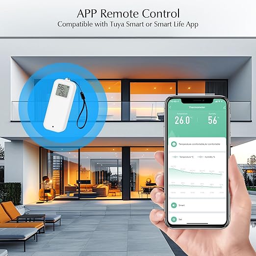Room Thermometer Indoor, WiFi Humidity Meter with Smart Alert, Data Storage and Calibration, Temperature and Humidity Monitor for Baby Room, Greenhouse, White 1 Pack with Screen