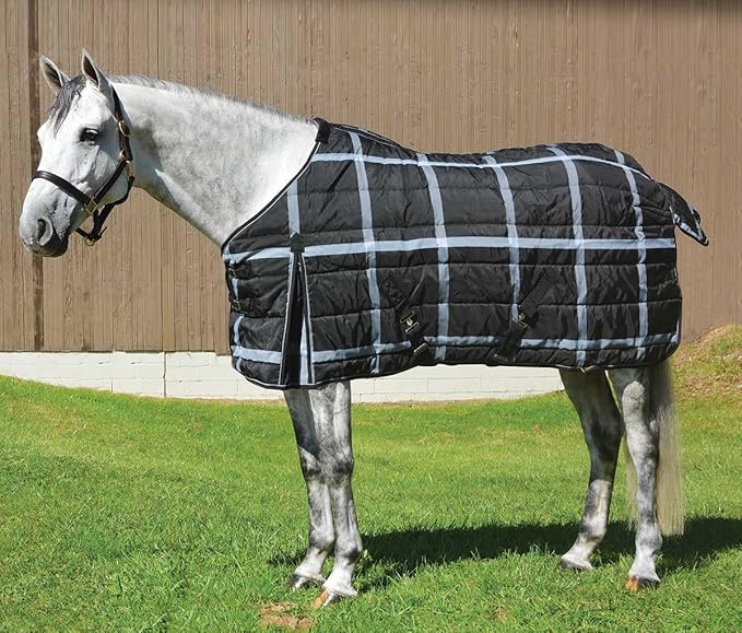 Country Pride Highland 1200D Lightweight Stable Blanket (58, BlackPlaid)