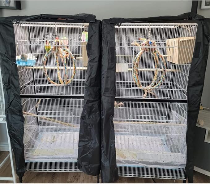 Extra Large Bird Cage Cover Breathable Waterproof Material Universal Black-Out Bird Parrot Cover Good Night Birdcage Cover Sleep Helper for Parrots Parakeets Budgies Macaw (40x27x48in)