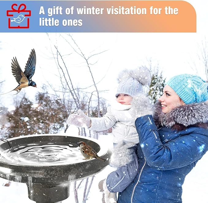 Bird Bath Heater for Outdoors in Winter, Birdbath Water Heater 120 W Pond De-Icer, Bird Bath Deicer Full-Covered Aluminum, Birdbath Heater Thermostatcally Controlled Auto Shut Off for Winter
