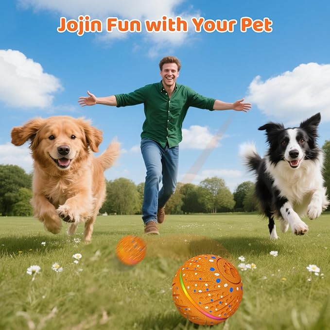 Interactive Dog Toys Ball - Smart Moving Bouncing Dog Ball with Colorful Lights, E-TPU Material, 3 Play Modes Automatic Rolling Balls Toy for Small Medium Dogs Keep Them Busy(Orange)