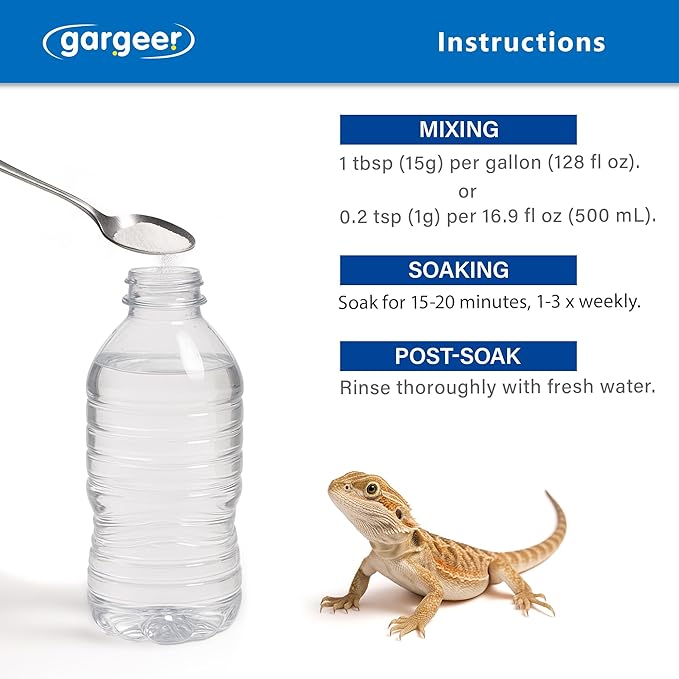 Premium ReptiSoak Electrolytes SOAK for Reptiles | Hydration & Recovery Bath Powder for Bearded Dragons, Geckos, Lizards, Tortoises | Electrolyte Reptile Supplement | Made in USA. Enjoy!