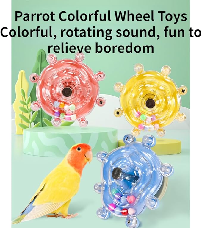 Parrot Spinner Toy, Funny Parakeet Toy Interactive Parrot Toy Bird Toy Spinning Rattle Cockatiel Toys Bird Cage Accessories for Entertainment Chewing Exercise (Pink)