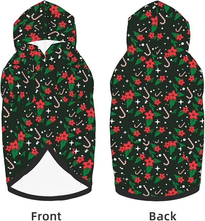 Black Candy Cane Hoodie,Christmas Cosplay Dog Clothes with Pocket and Hat Winter Clothes Sweaters Xx-Large