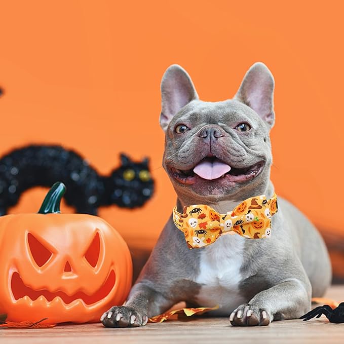 Halloween Dog Collar, Pet Collar Bow Fall Puppy Collar Girl Boy Holiday Collars Gift Bow Cute Soft Puppy Collars for Small Dogs