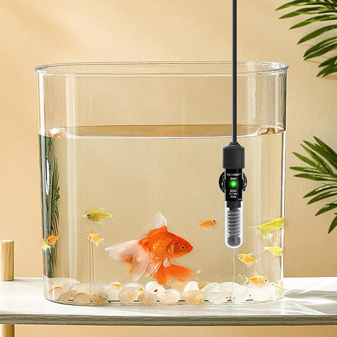 AQUANEAT Aquarium Heater, 50W Small Betta Fish Tank Heater, Mini Preset Water Thermostat with a Thermometer