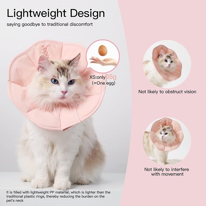 Touchdog Foldable Dog Cone Collar for Cats & Dogs - Adjustable Soft Recovery Collar with Waterproof PU Coating, Lightweight Design, 24.5cm/9.6in Wide Barrier (Pink, XL)