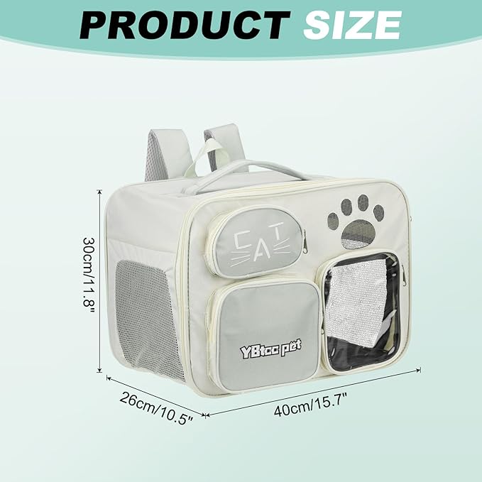 Cat Backpack Carrier, Breathable Dog Carrier Pet Supplies for Cats or Small Dogs Puppies, Intended for Hiking/Camping/Traveling (Gray, 16"x10"x12")