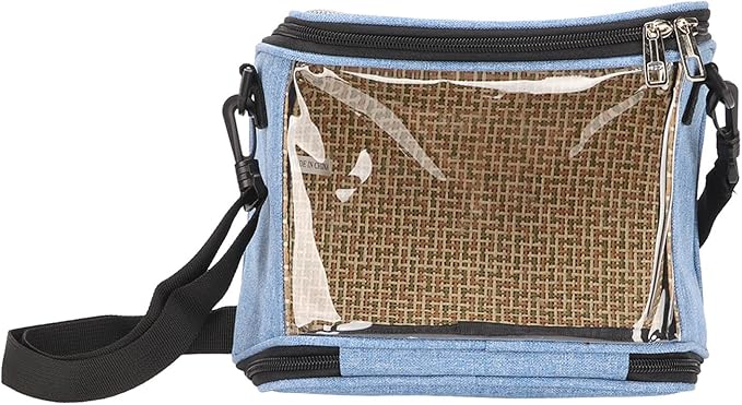 FLEXMAN Bird Carrier Bag, Portable Small Bird Travel Cage, Transparent Lightweight Breathable, Two Way Zipper Parrot Travel Cage with Side Pockets for Parrots, Birds, Hamsters, Small Lizards (Blue)