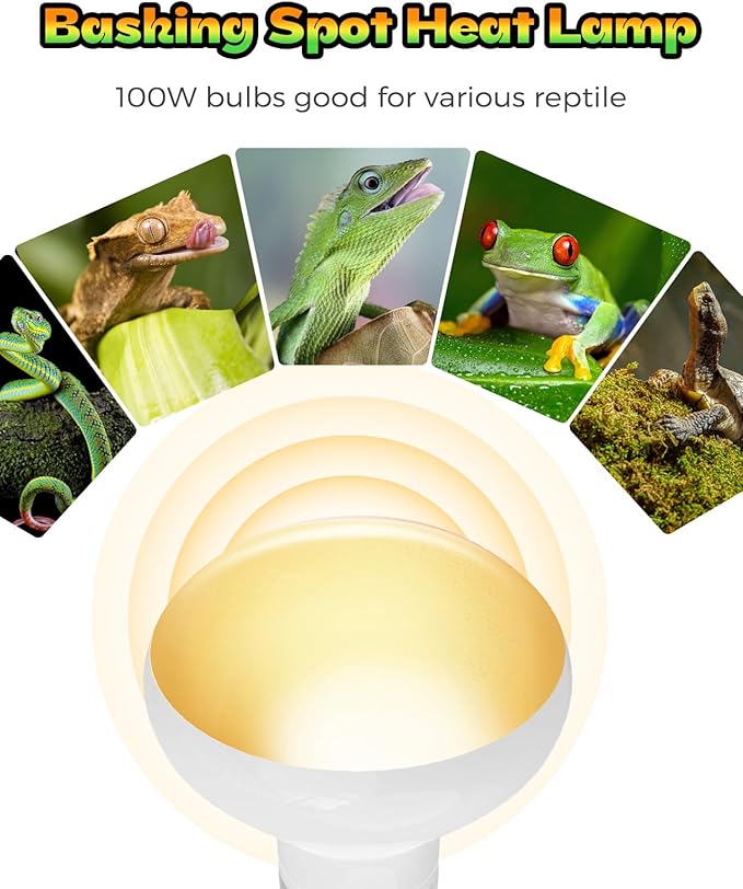 Reptile Heat Lamp, Simulate Natural Sunlight Heat Light Bulbs 2 Pack 75W Amphibians Basking Heat Lamp Bulbs for Reptiles, Bearded Dragon, Lizard, Turtle, Chicken