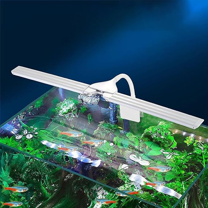 LED Aquarium Light Full Spectrum Clip Fish Tank Light Plants Light 360° Adjustable 2 Light Bar Super-Bright 8W Suitable for 20-40 Gal Fish Tank