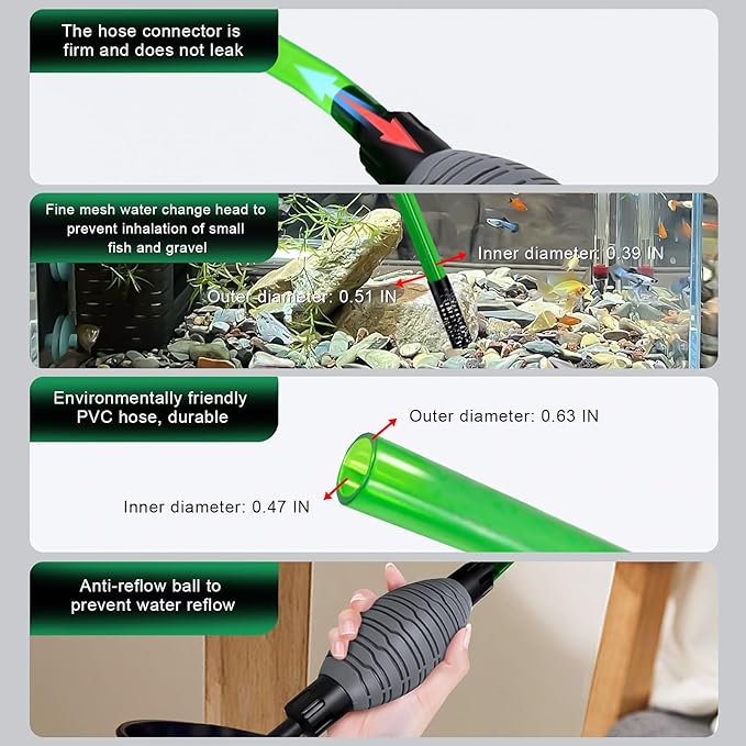 boxtech Fish Tank Water Change, Vacuum Siphon Water Changer Pump Sand Cleaner for Aquarium Water Filter
