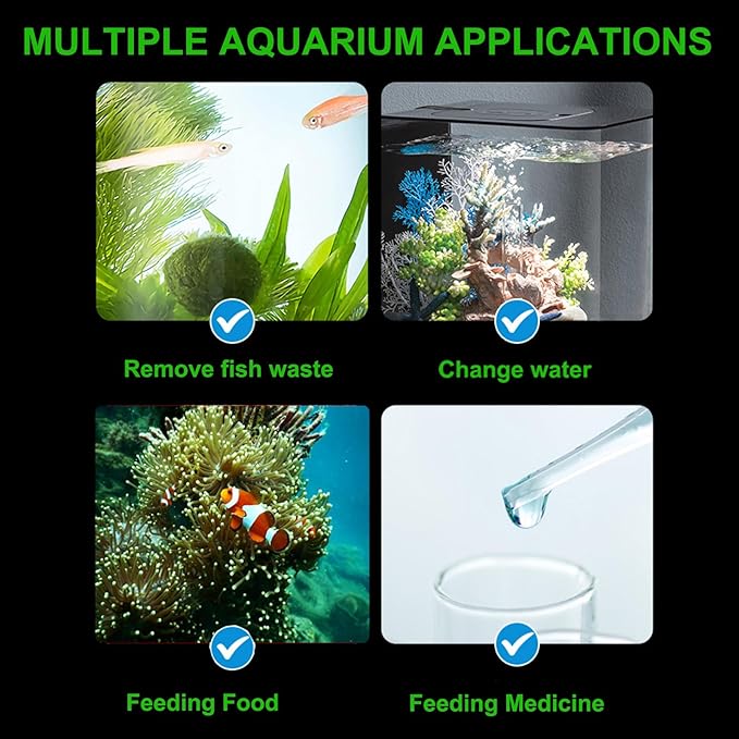 50ml Manual Coral Fish Feeder/Water Changer/Waste Remover Clean Tool with Extension Pipe and 15inch Aquarium Tweezer for Fish Tank Cleaning, Aquatic Pipette Dropper Gravel Cleaner Siphon