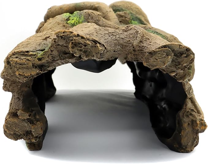 JIHAQUA Aquarium Resin Bark Terrarium Decor, Lizard, Snake or Reptile Hide,Lizard, Spider and Aquarium Fish Hide Cave (Large Bark B)