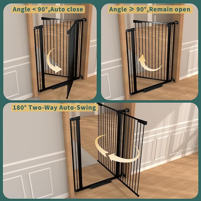 40.55" Tall, 69.48-77.36 Inch Wide, 1.37" Ultra Narrow Spacing Dog Pet Baby Gate Indoor for Doorway Hallway, Pressure Mounted 70 71 72 73 74 75 76 77 Inches Wide Black