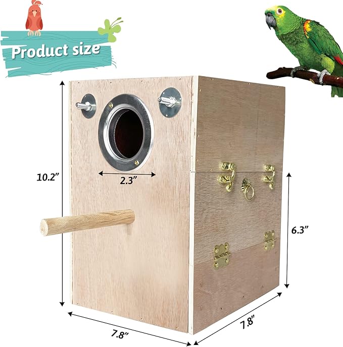 kathson Parakeet Nesting Box Wooden Bird Breeding Nest Parrots Mating House Wood Bird Aviary Budgie Cage Accessories for Cockatiel Finch Lovebirds Conure